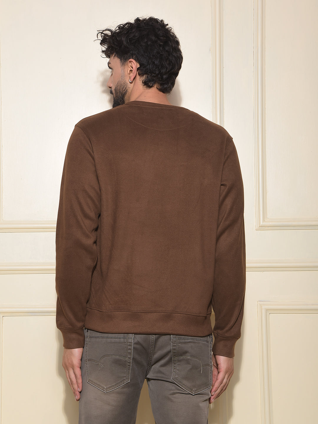 Brown Typographic Print Sweatshirt