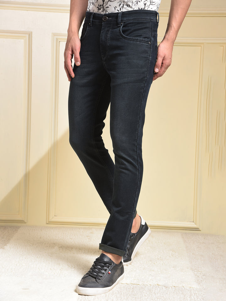 Mid-Wash Skinny Fit Black Jeans