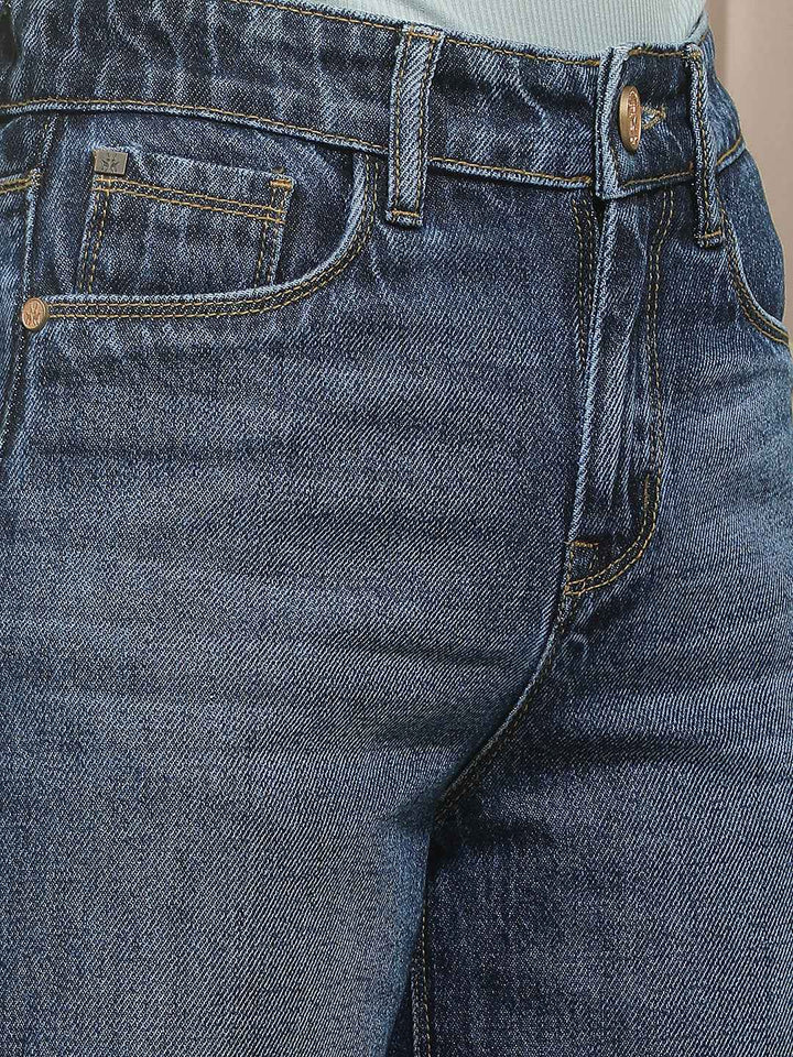 Blue 100% Cotton Wide Leg Jeans