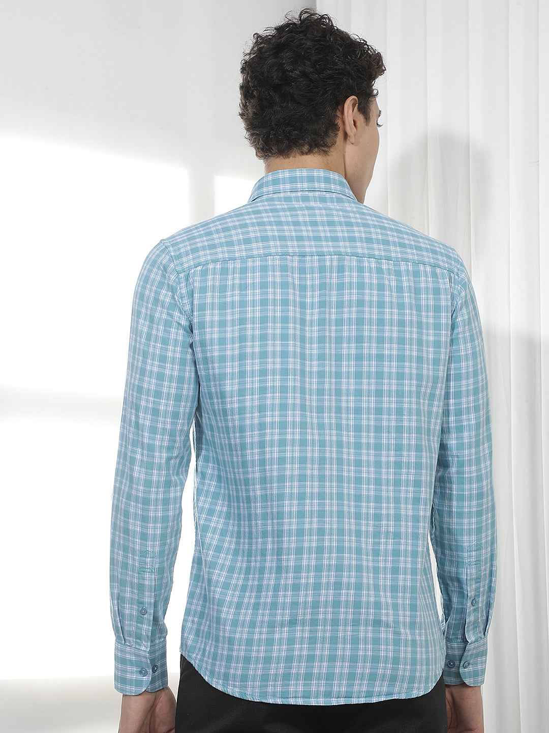 Blue Checked 100% Cotton Shirt