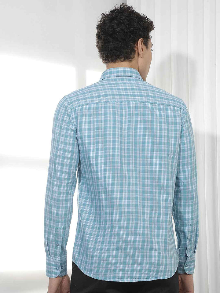 Blue Checked 100% Cotton Shirt