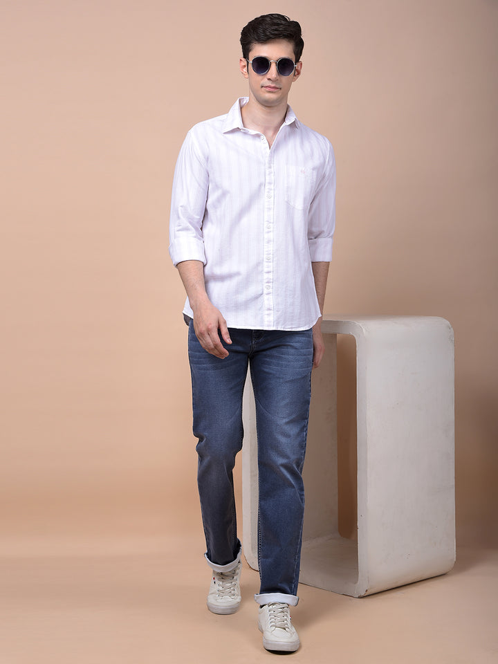 Pink Vertical Stripes 100% Cotton Shirt