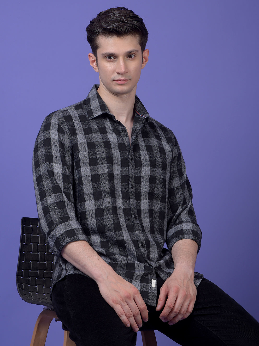 Black Checked 100% Cotton Shirt