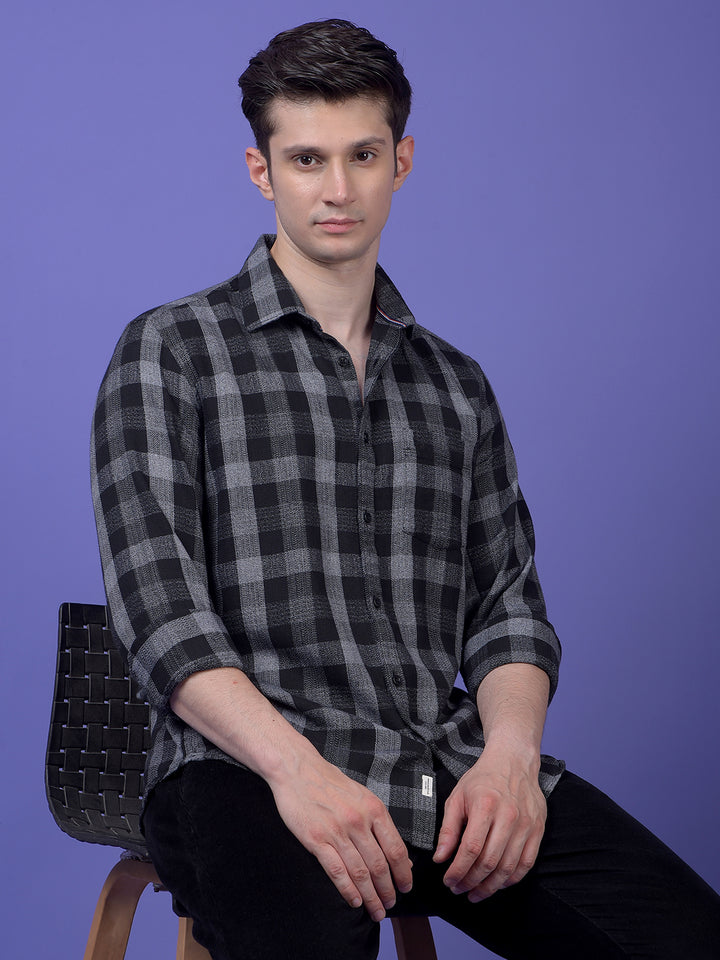Black Checked 100% Cotton Shirt