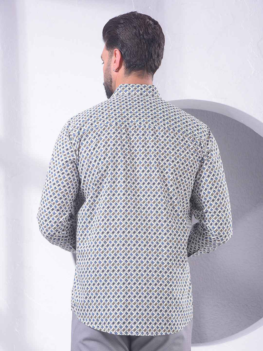Blue Printed Modal Shirt