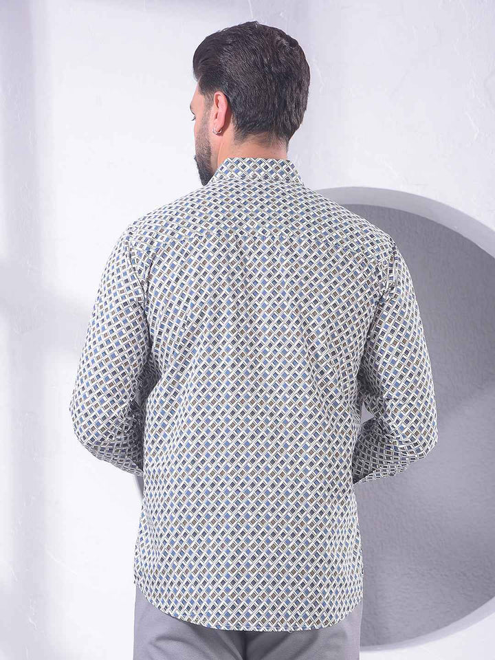 Blue Printed Modal Shirt