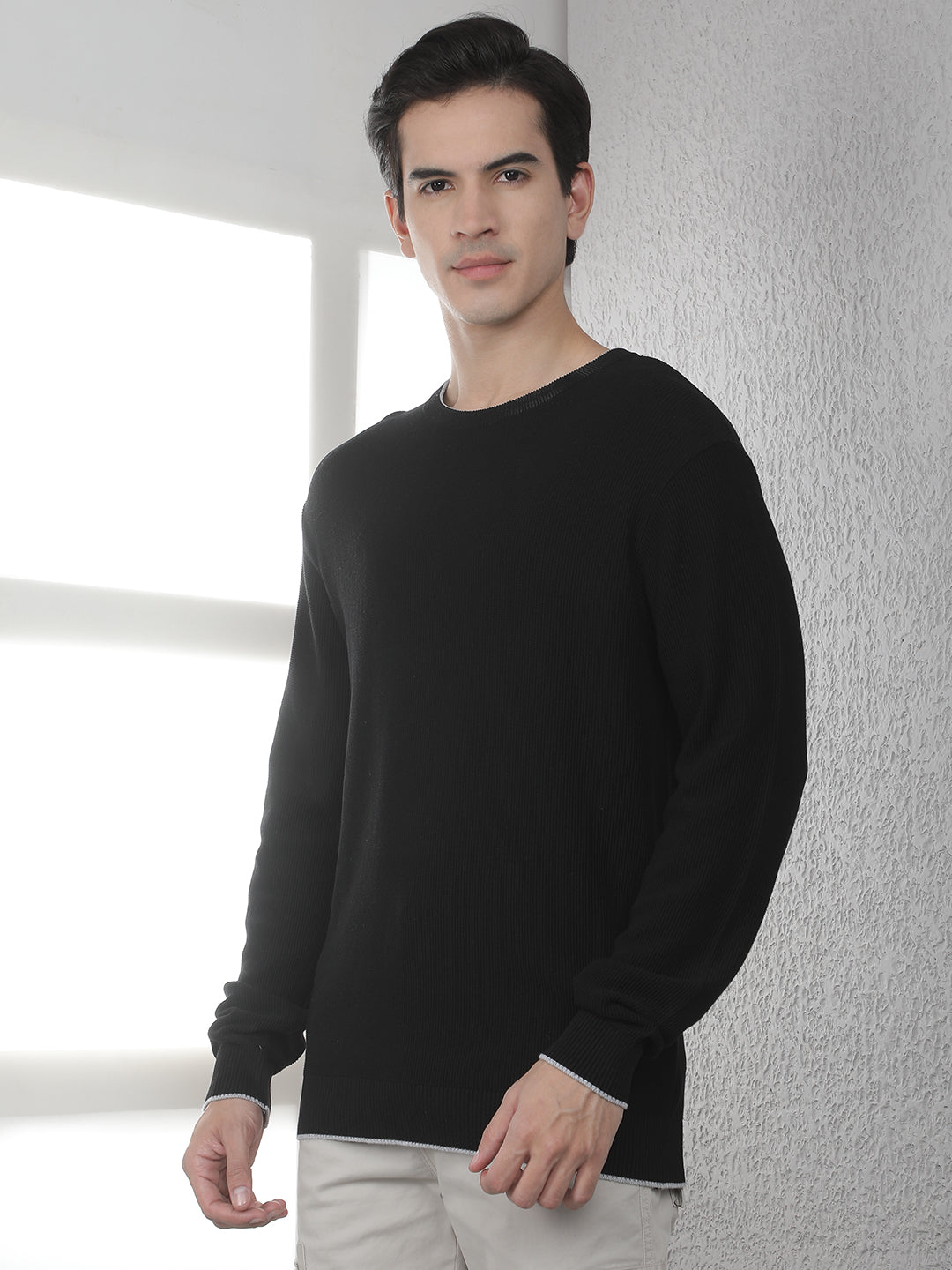 Black Oversized Round Neck Sweater