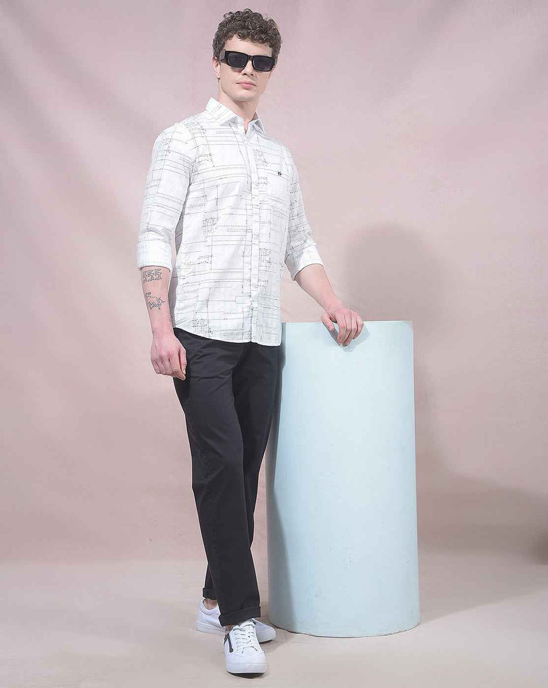 White Printed 100% Cotton Shirt