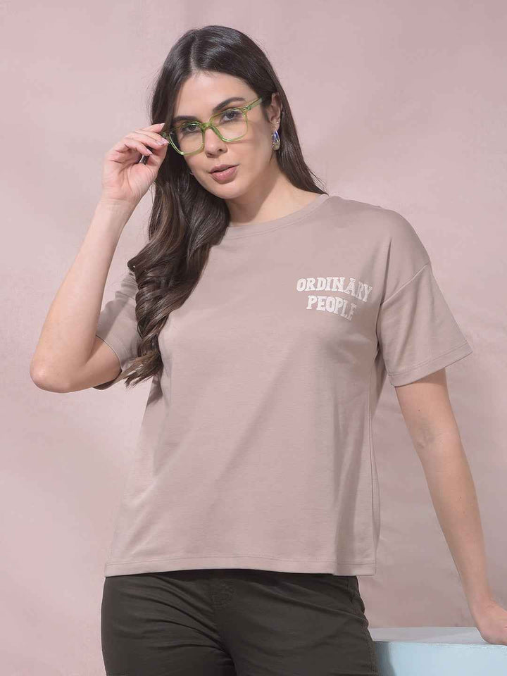 Beige Graphic Print T-Shirt