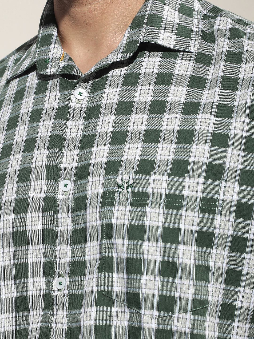Green Checked 100% Cotton Shirt