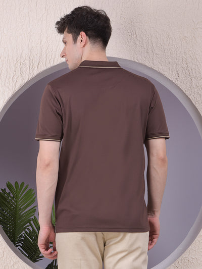 Brown Polo-Neck T-Shirt