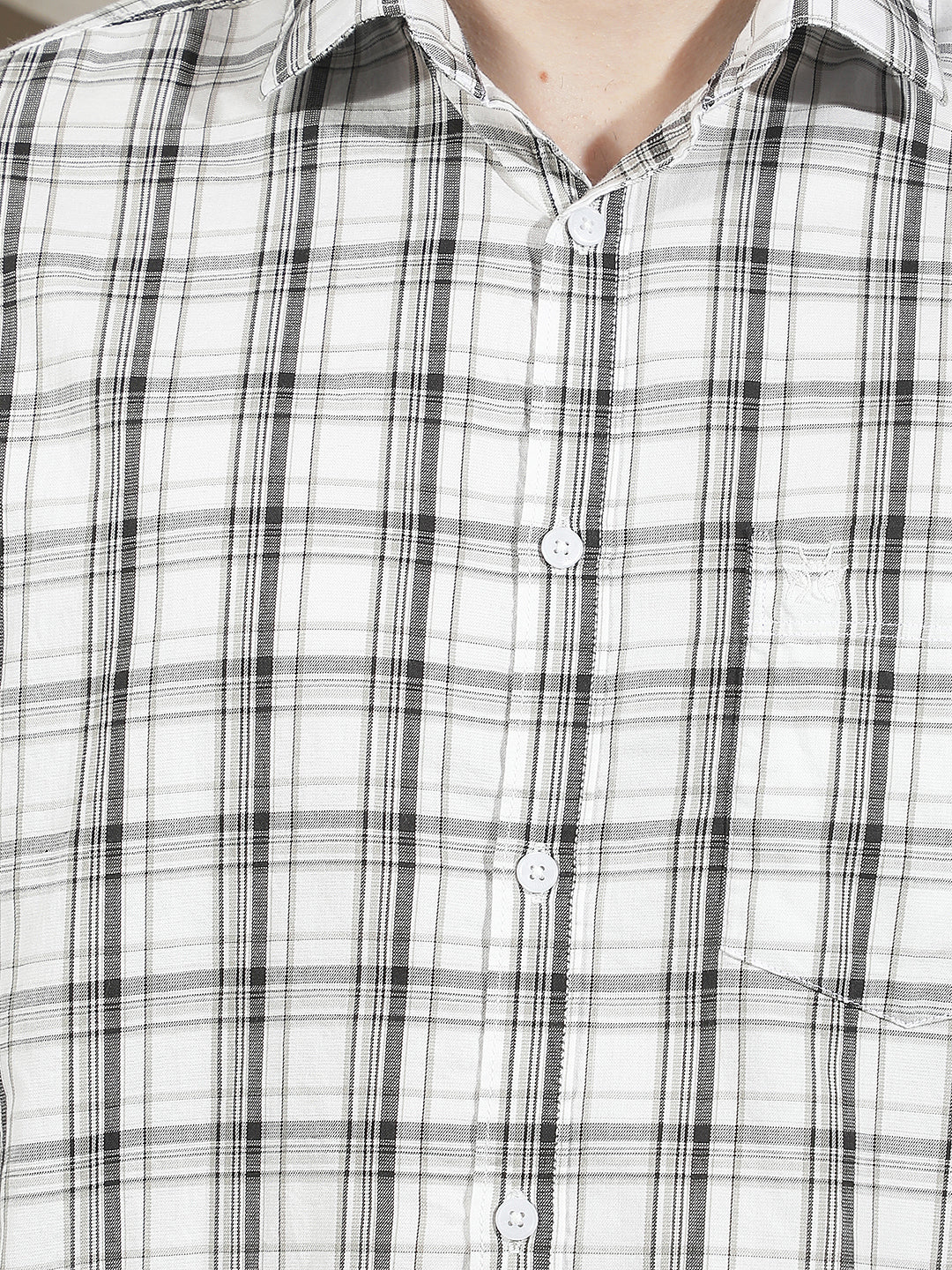 White Checked 100% Cotton Shirt