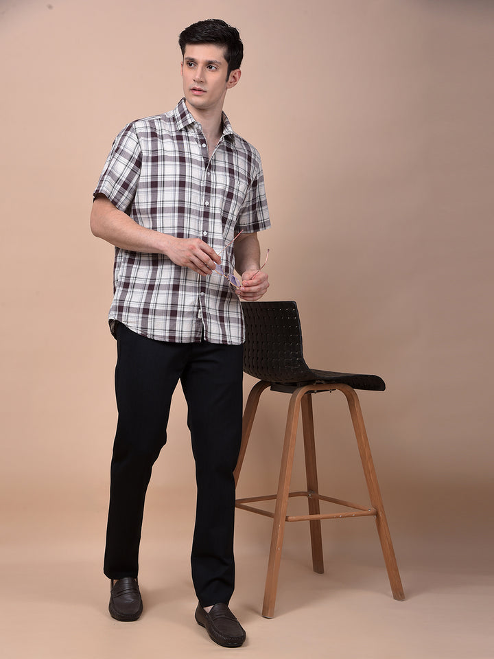 Grey Checked 100% Cotton Shirt