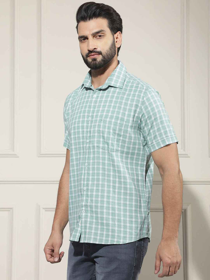 Green Checked 100% Cotton Shirt