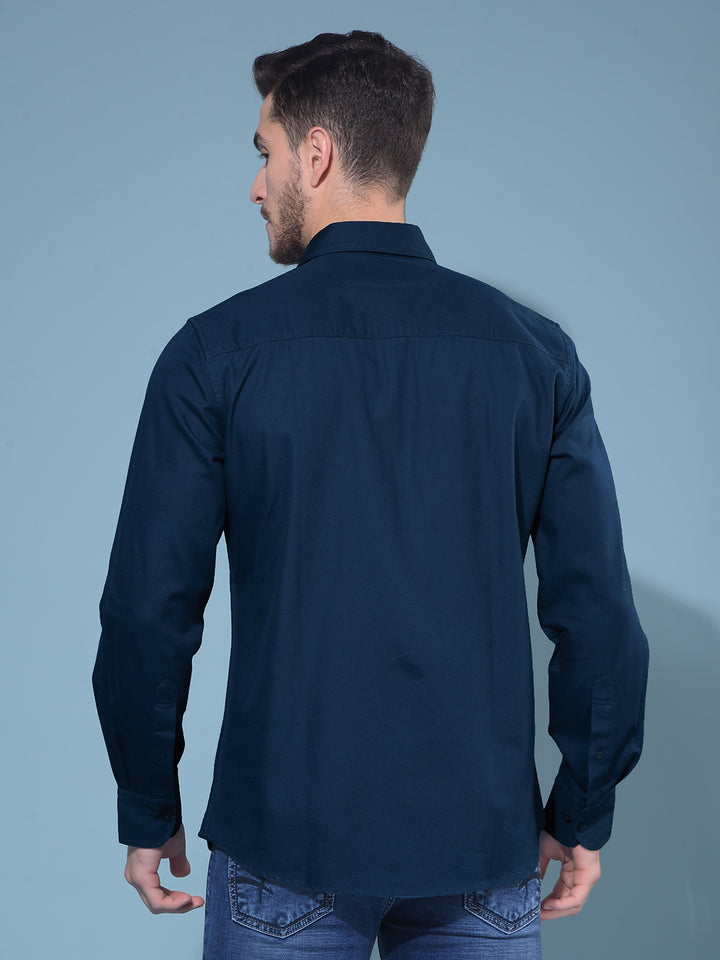 Blue 100% Cotton Shirt-Men Shirts-Crimsoune Club