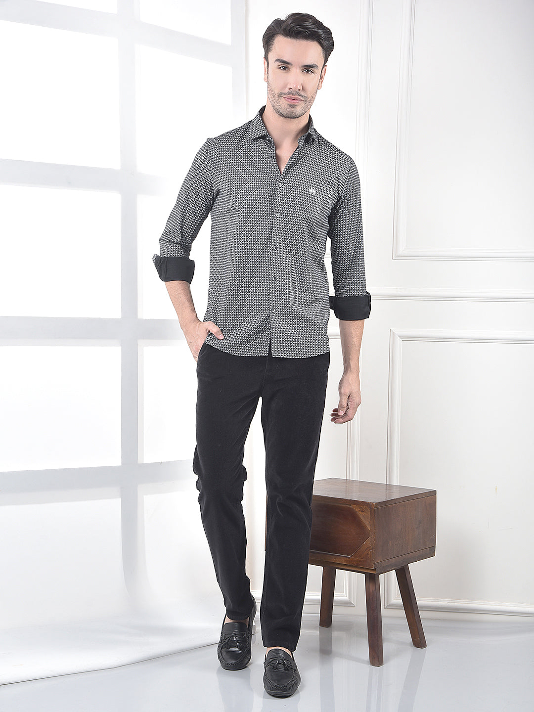 Black Straight Corduroy Trousers