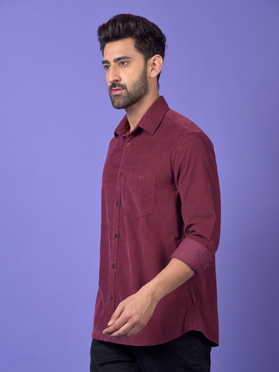 Wine 100% Cotton Corduroy Shirt
