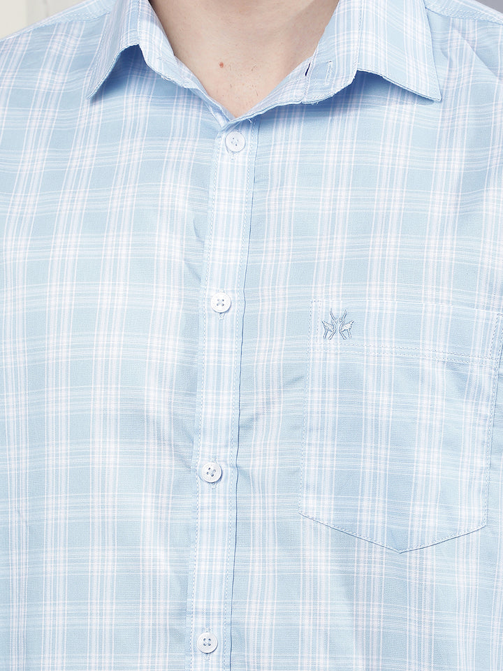 Blue Checked 100% Cotton Shirt