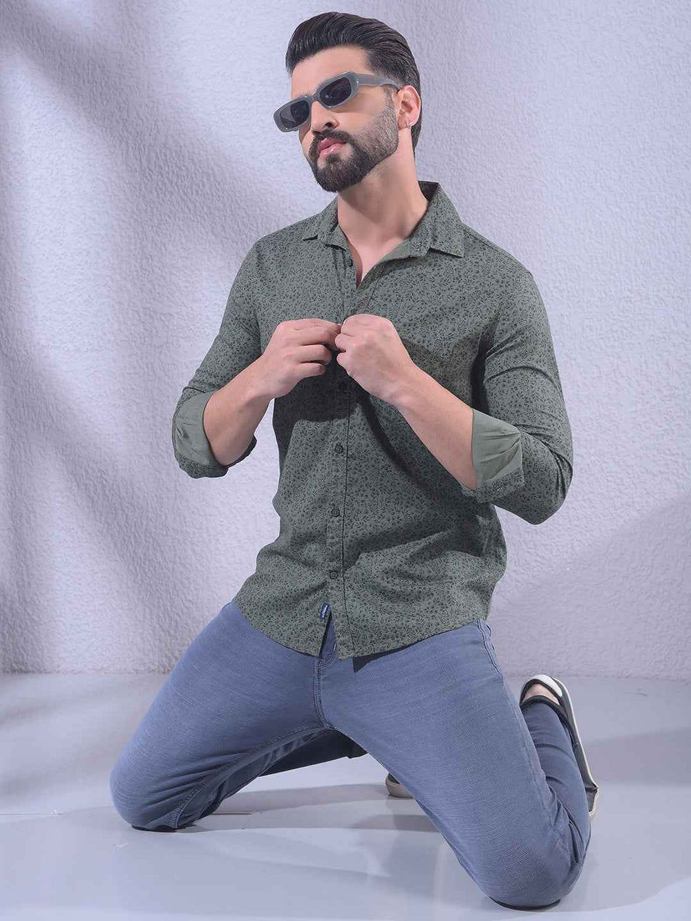 Green Floral Print Shirt