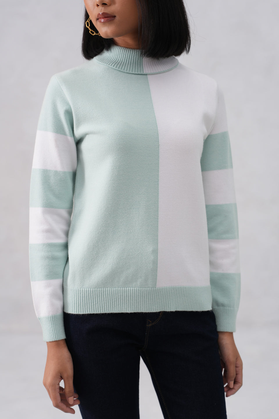 Mint Green Color-Block Sweater