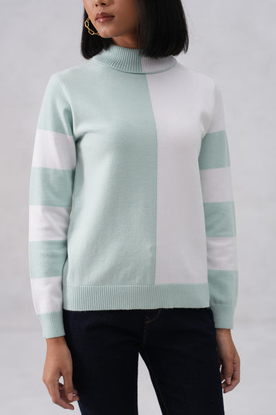 Mint Green Color-Block Sweater