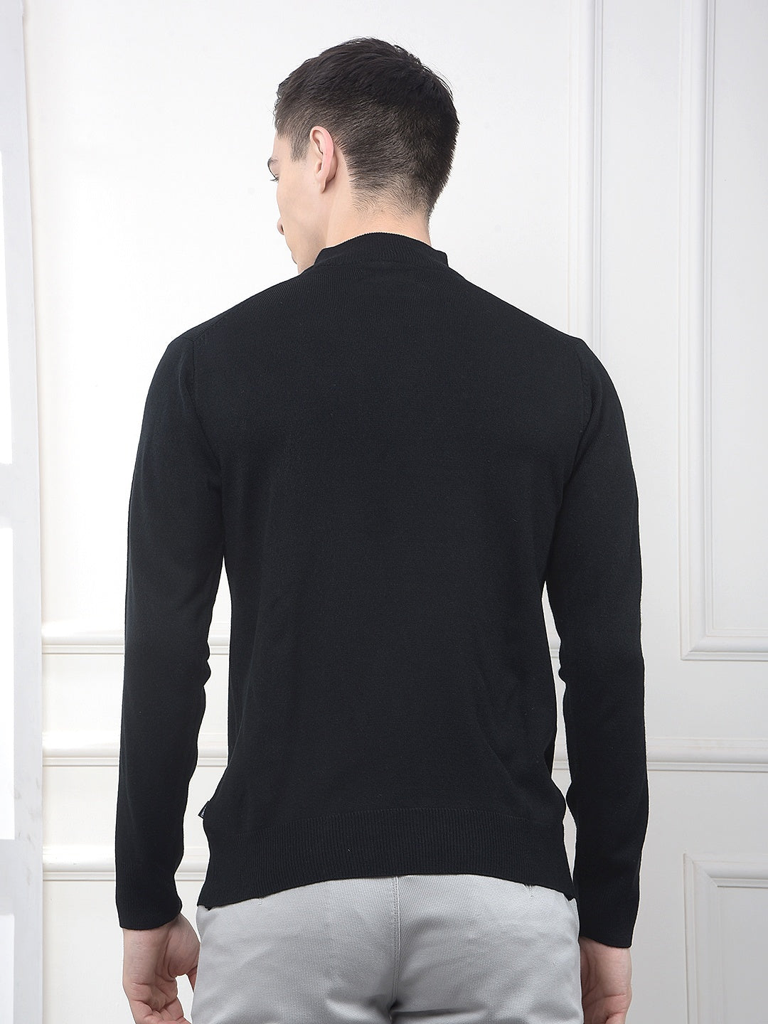 Black High-Neck Knitted Sweater