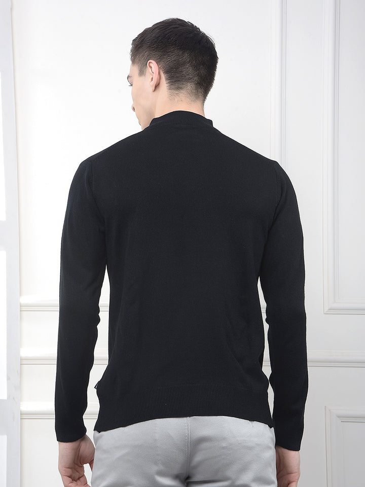 Black High-Neck Knitted Sweater
