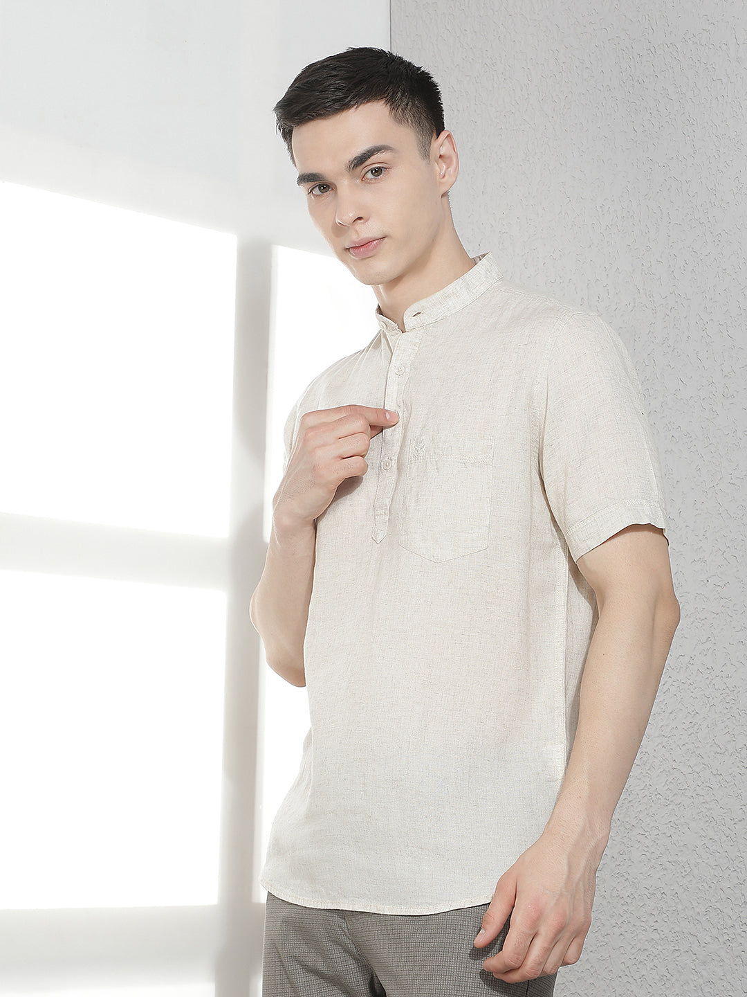 Trendy Luxe Cream Linen Kurta