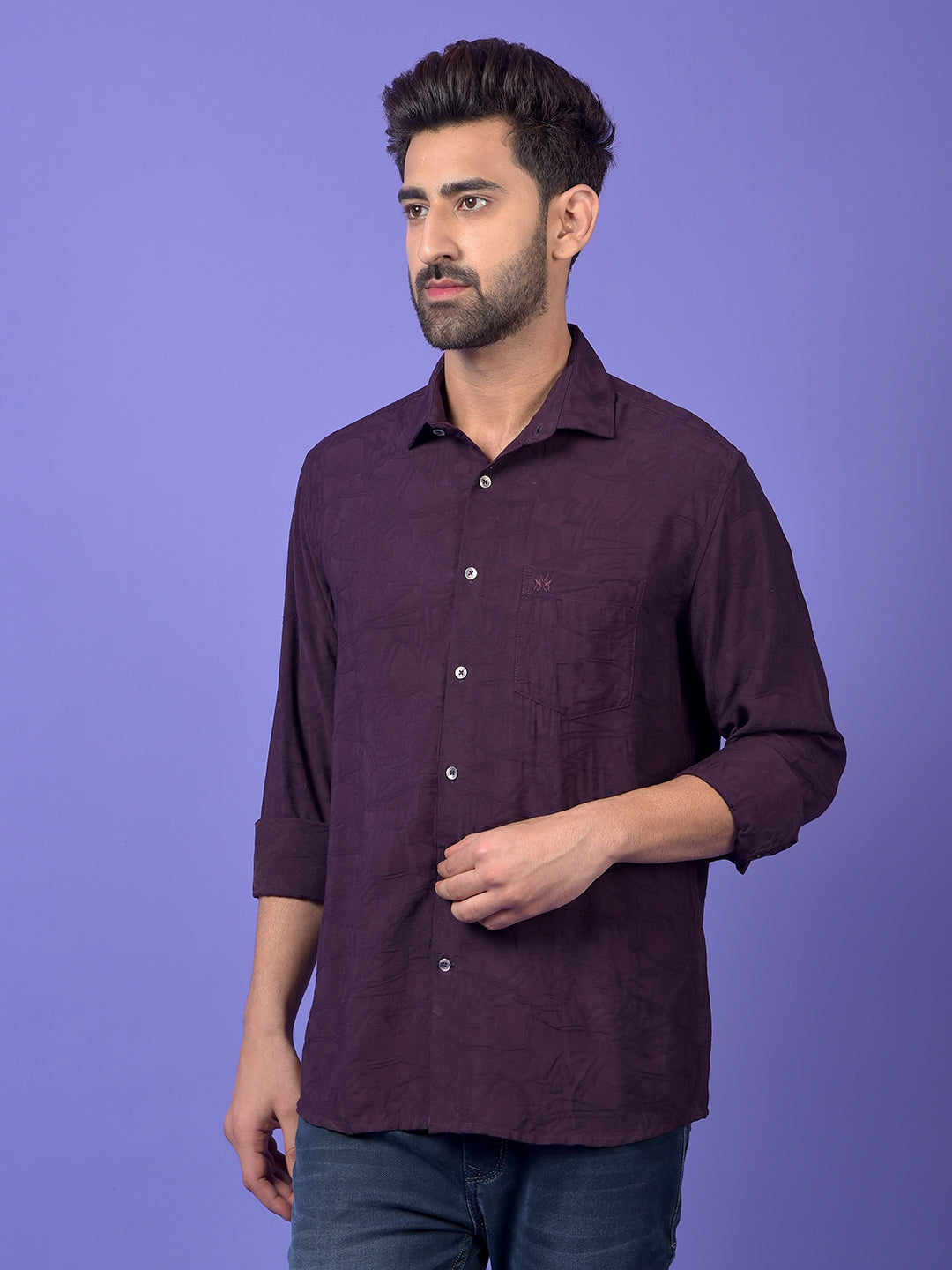 Wine Jacquard Shirt