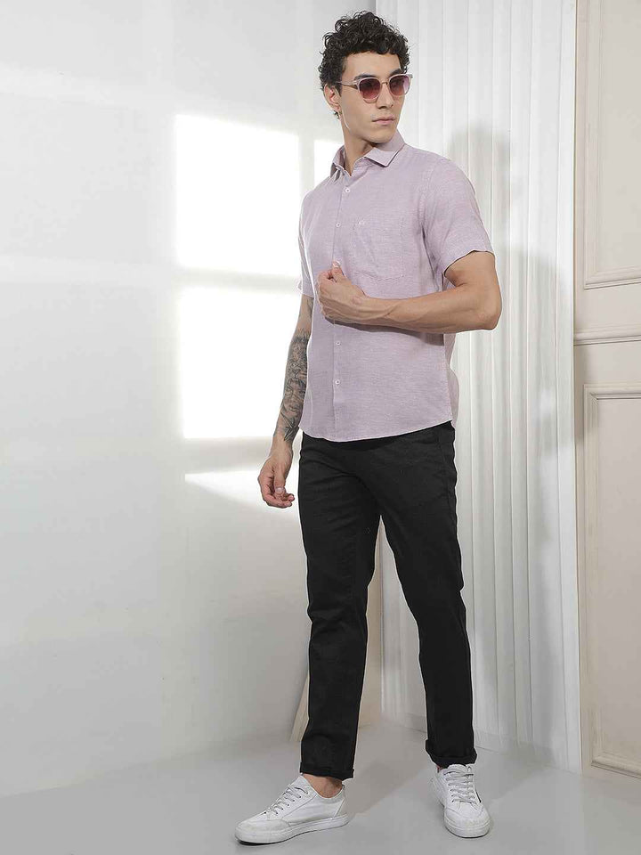 Modern Mauve Casual Linen Shirt