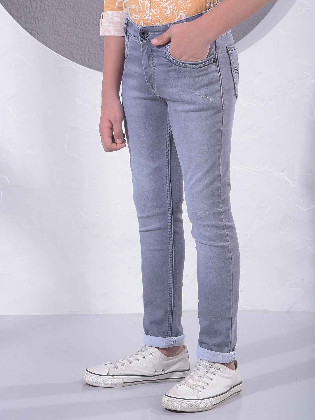 Mist Grey Contemporary Street Jeans