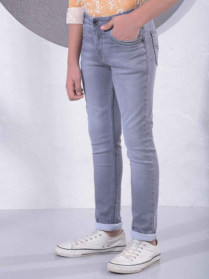 Mist Grey Contemporary Street Jeans