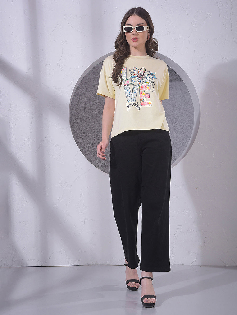 Yellow Typographic Print T-Shirt