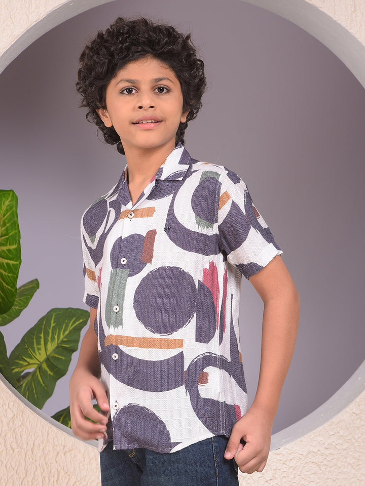 Multi-Color Printed Resort-Collar Shirt