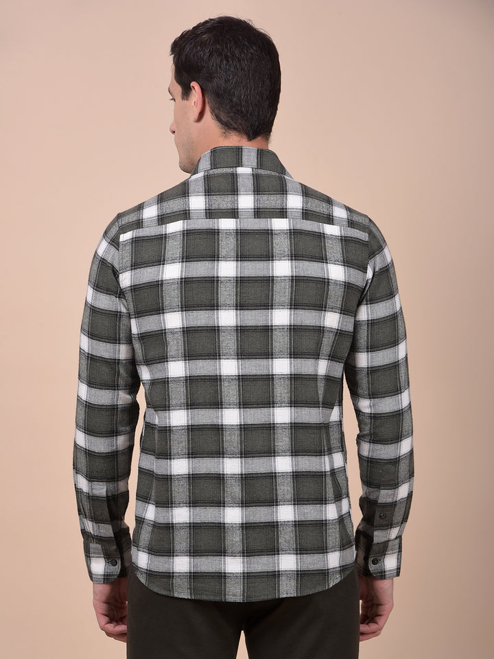 Olive Checked 100% Cotton Shirt