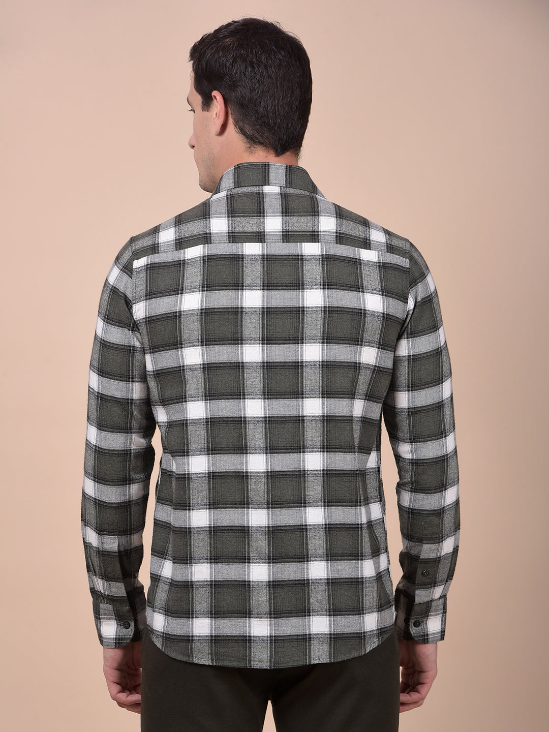 Olive Checked 100% Cotton Shirt