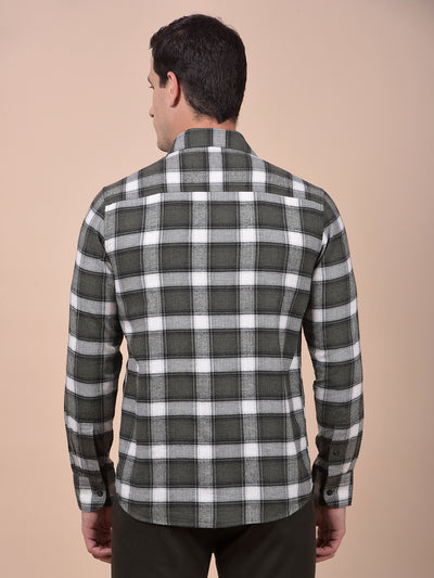 Olive Checked 100% Cotton Shirt