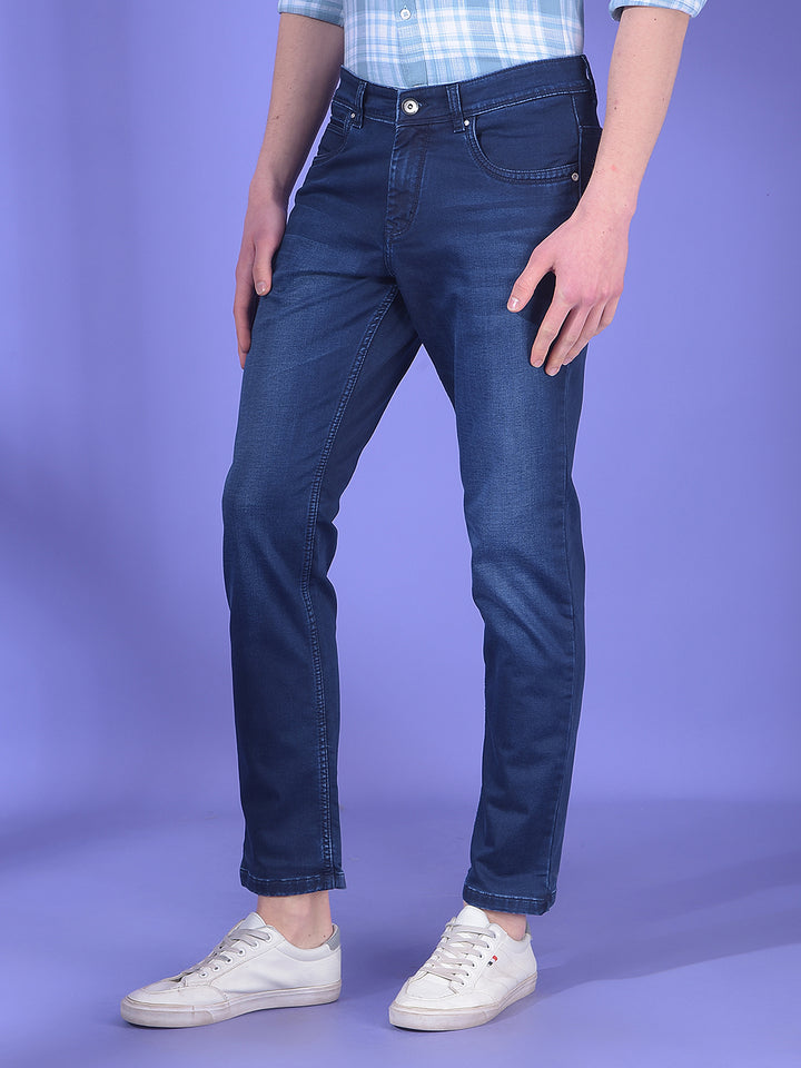 Dark Blue Stretch Straight Jeans