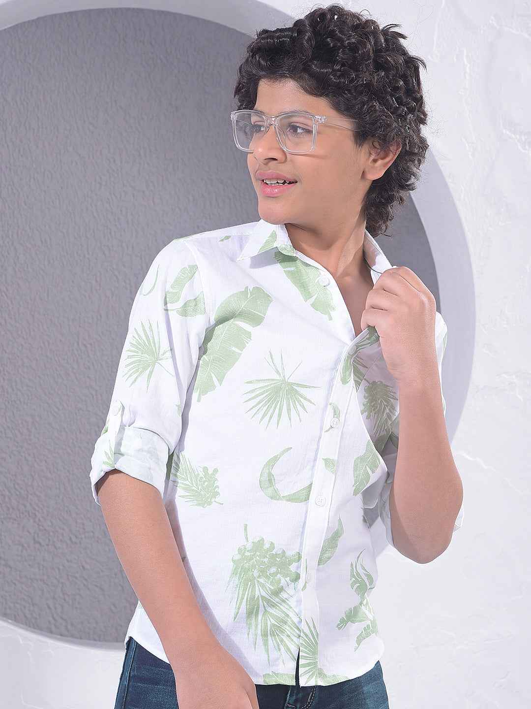 Green Floral Print 100% Cotton Shirt