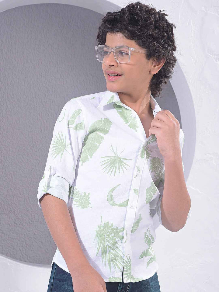 Green Floral Print 100% Cotton Shirt