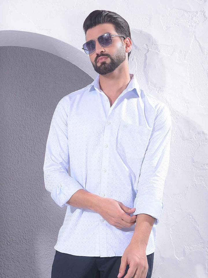 Blue Geometric Print 100% Cotton Shirt