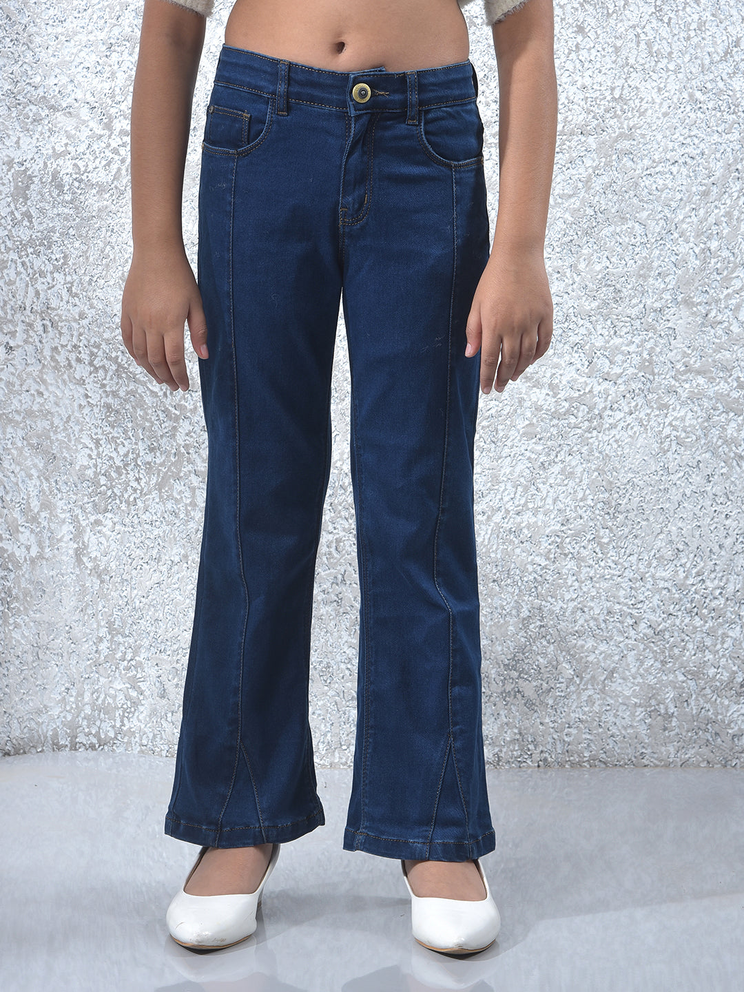 Navy Blue Bootcut High-Waist Jeans-Girls Jeans-Crimsoune Club