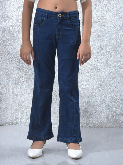 Navy Blue Bootcut High-Waist Jeans-Girls Jeans-Crimsoune Club
