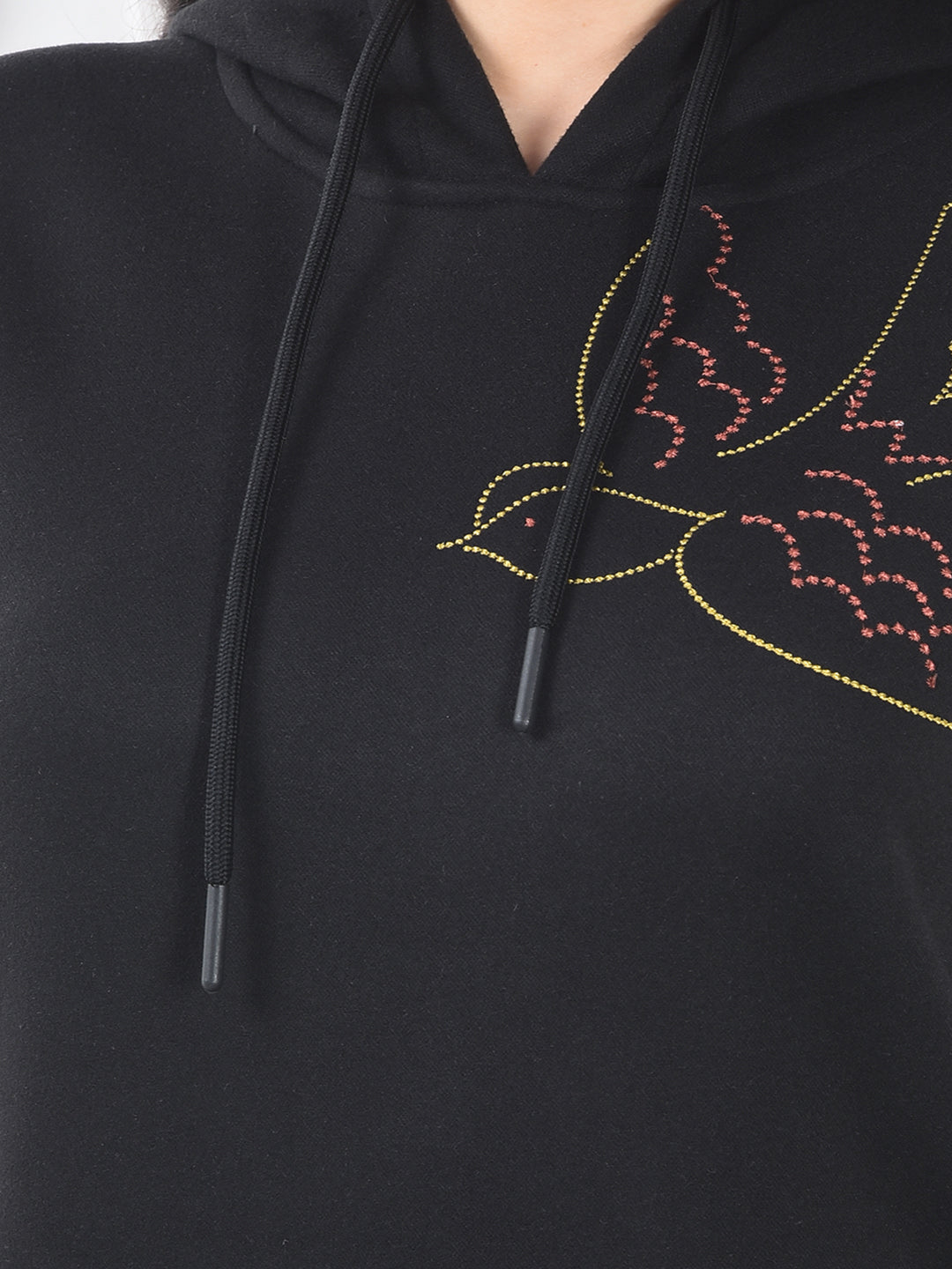 Black Graphic Print Hooded Neck Sweatshirt