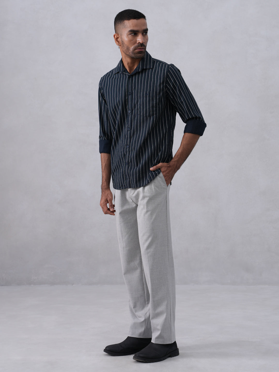 Blue Vertical Stripes 100% Cotton Shirt