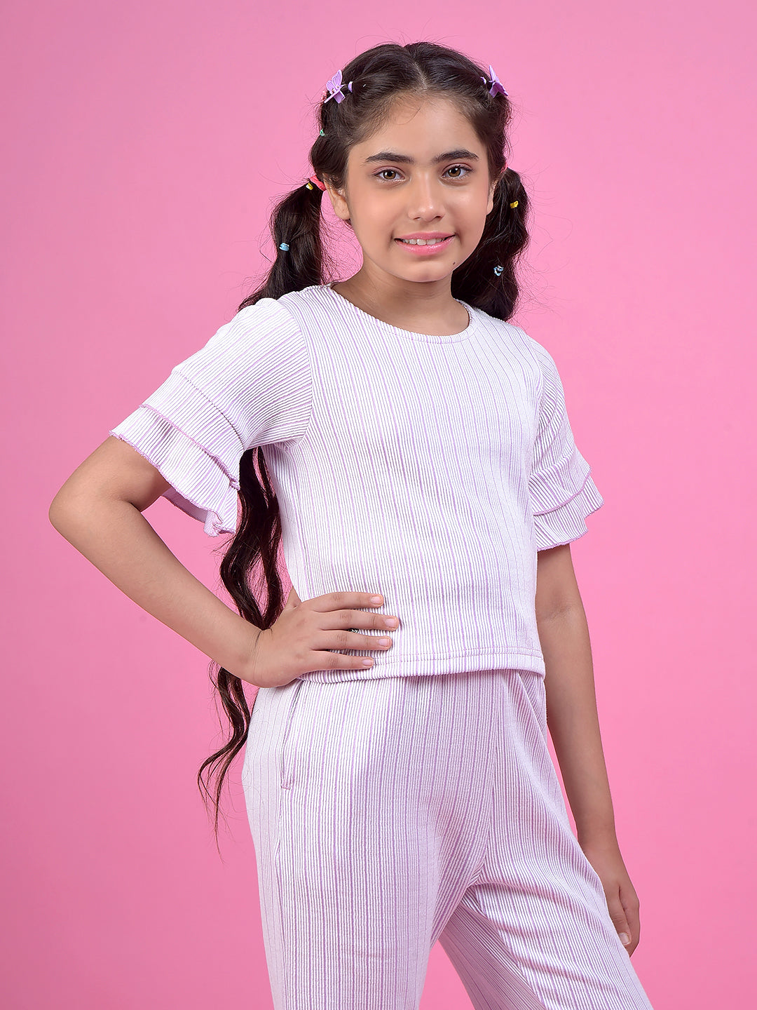 Purple Vertical Stripes Top