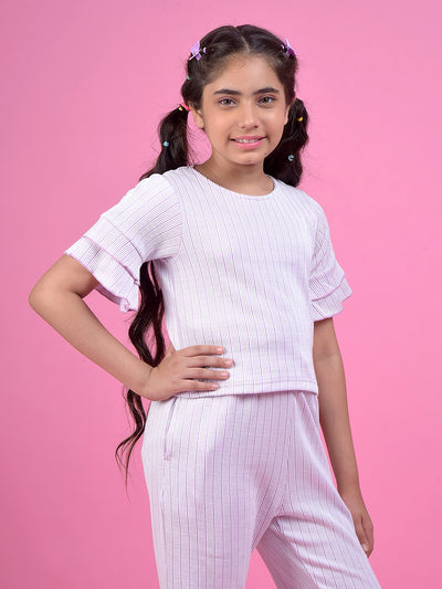 Purple Vertical Stripes Top