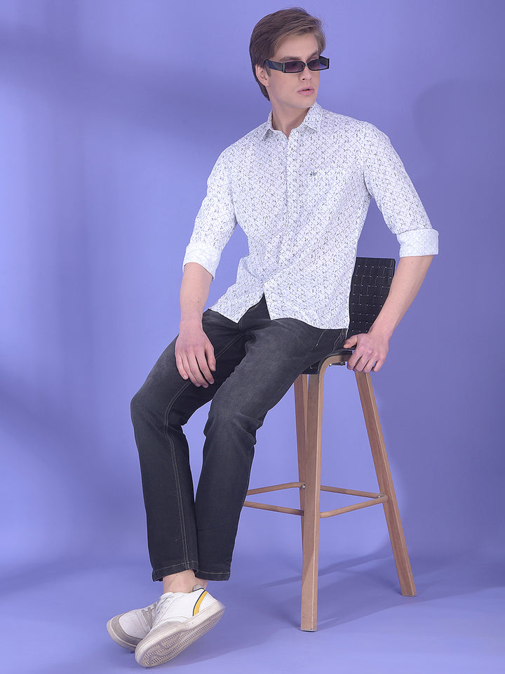 Fluid White Printed Shirt