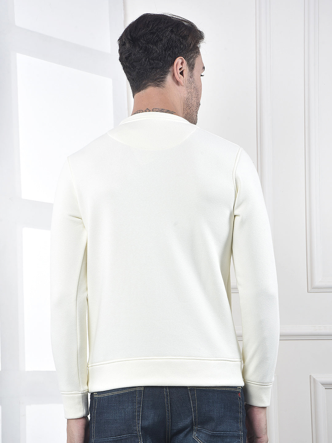 Beige Typographic Print Sweatshirt