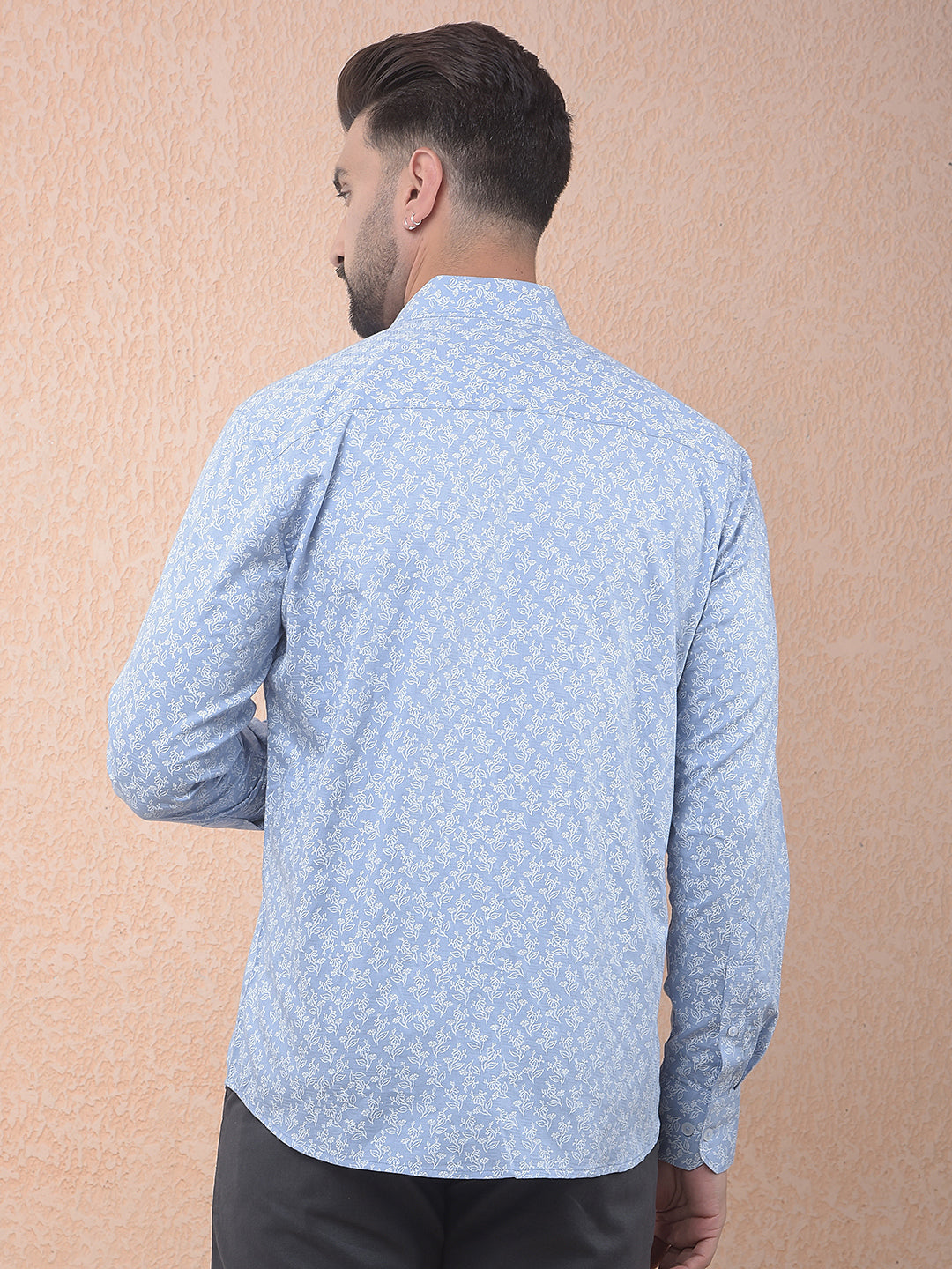 Printed 100% Cotton Blue Shirt